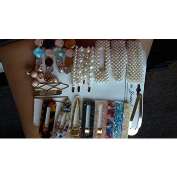 28 PCS Hingwah Pearls and Acrylic Resin Hair Clips, Handmade Hair Barret… main image 7